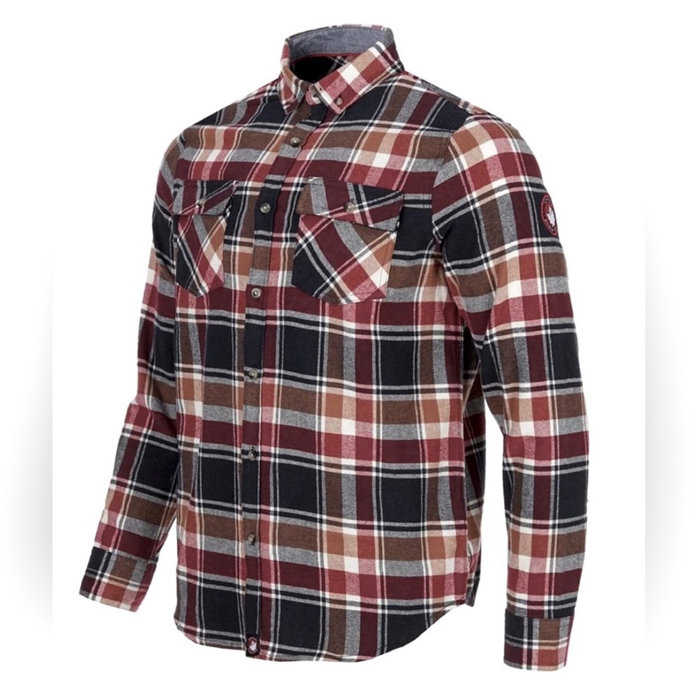Canada Weather Gear Navy / Red Plaid Flannel Shirt Men’s size Large
